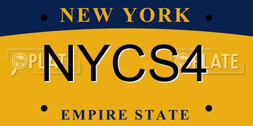 NYCS4 New York License Plate