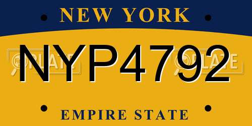 NYP4792 New York License Plate