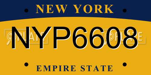 NYP6608 New York License Plate