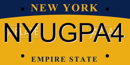NYUGPA4 New York License Plate