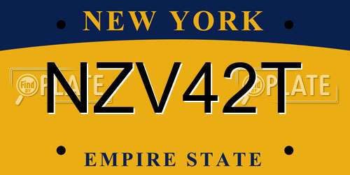 NZV42T New York License Plate