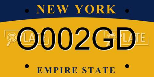 O002GD New York License Plate