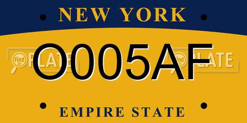 O005AF New York License Plate