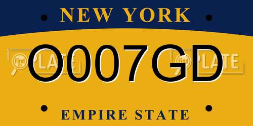 O007GD New York License Plate