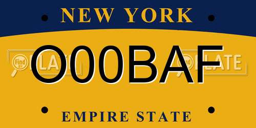 O00BAF New York License Plate