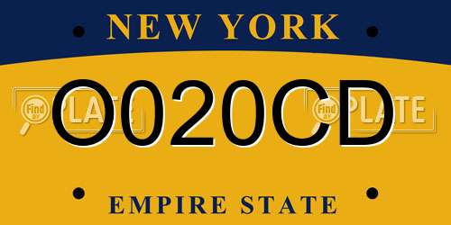 O020CD New York License Plate