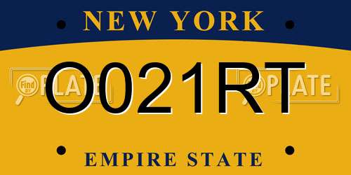 O021RT New York License Plate