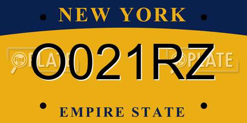 O021RZ New York License Plate
