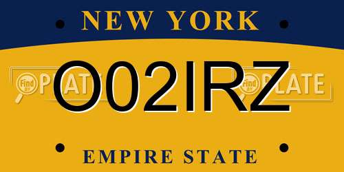 O02IRZ New York License Plate
