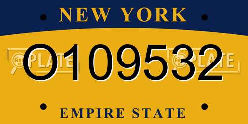 O109532 New York License Plate