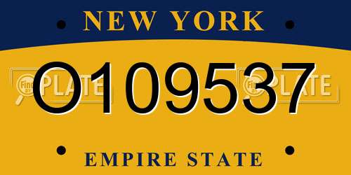 O109537 New York License Plate