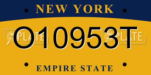 O10953T New York License Plate