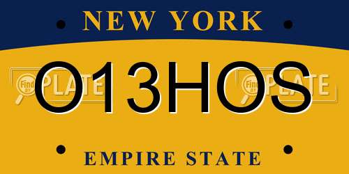 O13HOS New York License Plate