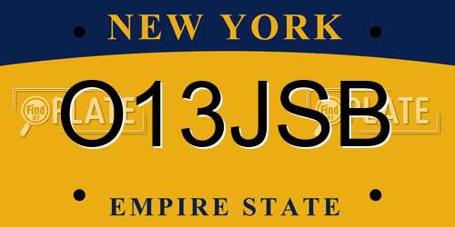 O13JSB New York License Plate