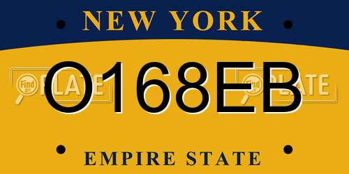 O168EB New York License Plate