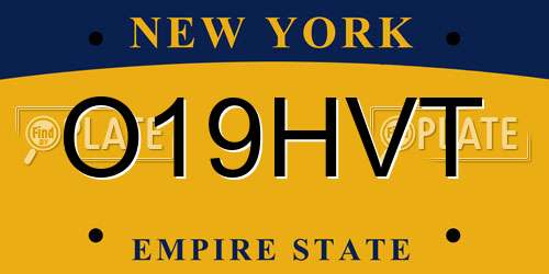 O19HVT New York License Plate