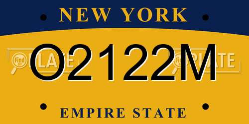 O2122M New York License Plate