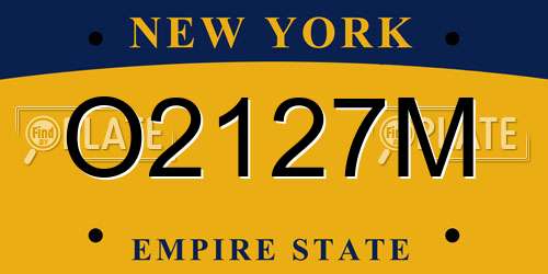 O2127M New York License Plate