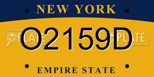 O2159D New York License Plate