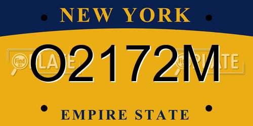 O2172M New York License Plate