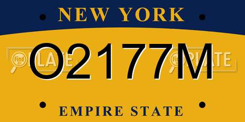 O2177M New York License Plate