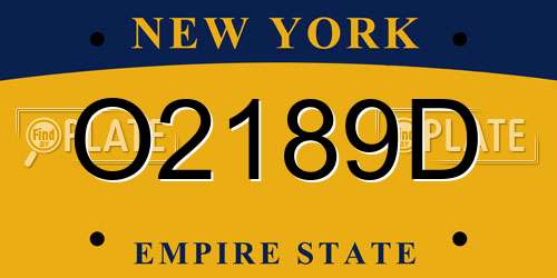 O2189D New York License Plate