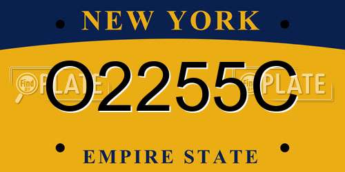 O2255C New York License Plate