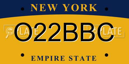 O22BBC New York License Plate