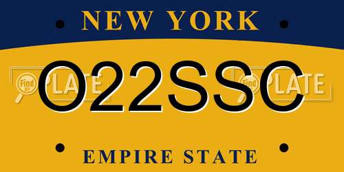 O22SSC New York License Plate