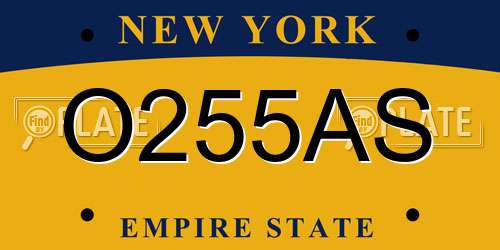 O255AS New York License Plate