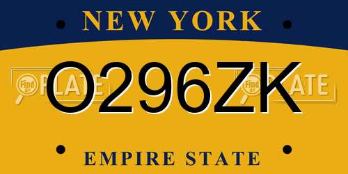 O296ZK New York License Plate