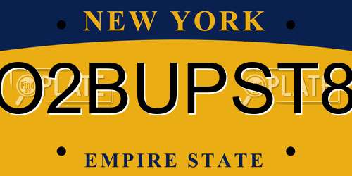 O2BUPST8 New York License Plate