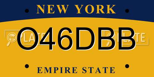 O46DBB New York License Plate