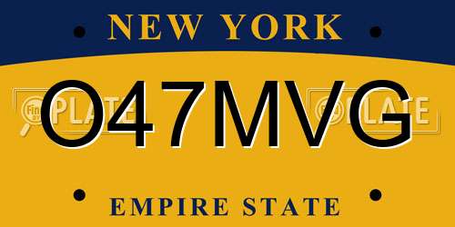 O47MVG New York License Plate