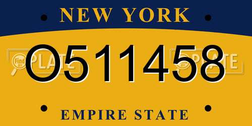 O511458 New York License Plate