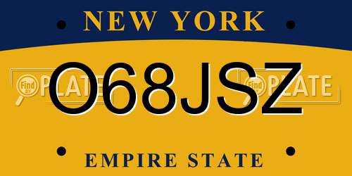 O68JSZ New York License Plate