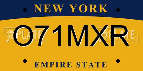O71MXR New York License Plate