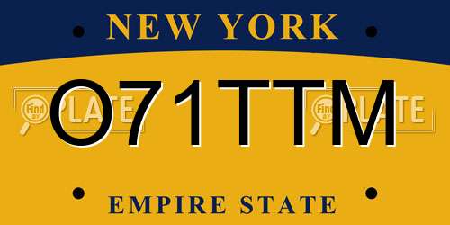 O71TTM New York License Plate