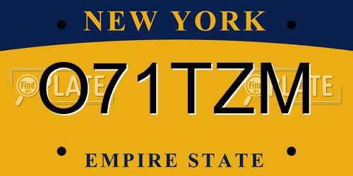 O71TZM New York License Plate