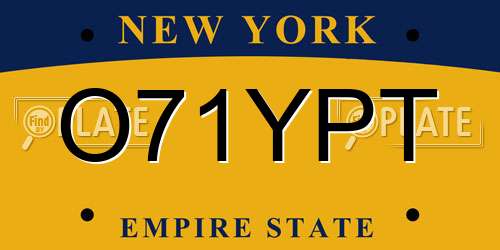 O71YPT New York License Plate