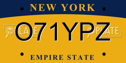O71YPZ New York License Plate