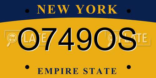 O749OS New York License Plate