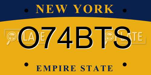 O74BTS New York License Plate