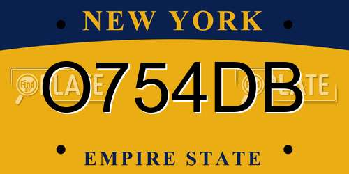 O754DB New York License Plate