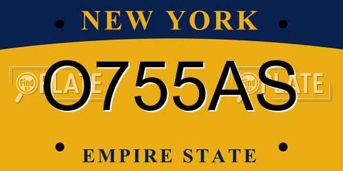 O755AS New York License Plate