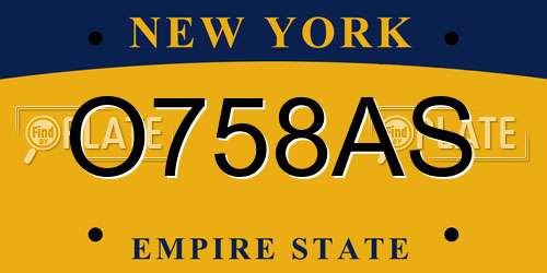 O758AS New York License Plate