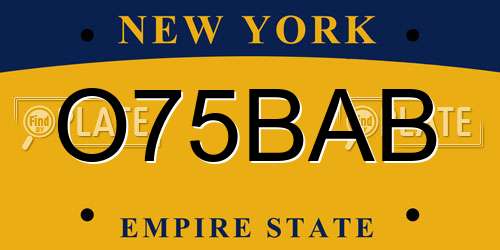 O75BAB New York License Plate