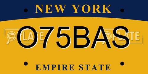 O75BAS New York License Plate