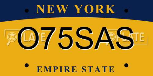 O75SAS New York License Plate