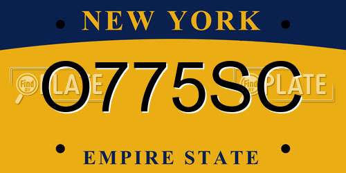 O775SC New York License Plate